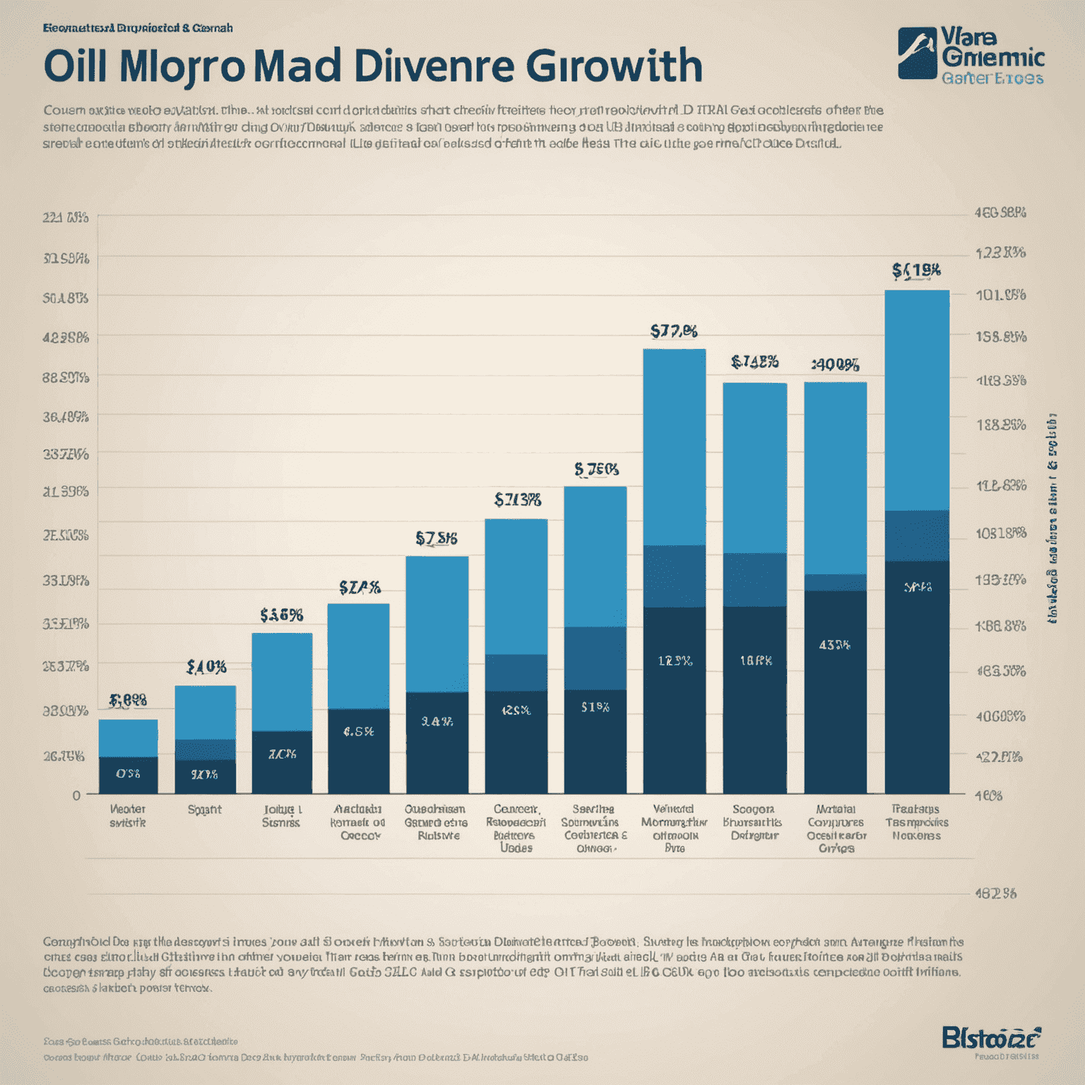 Graph showing steady dividend growth of major oil companies over time